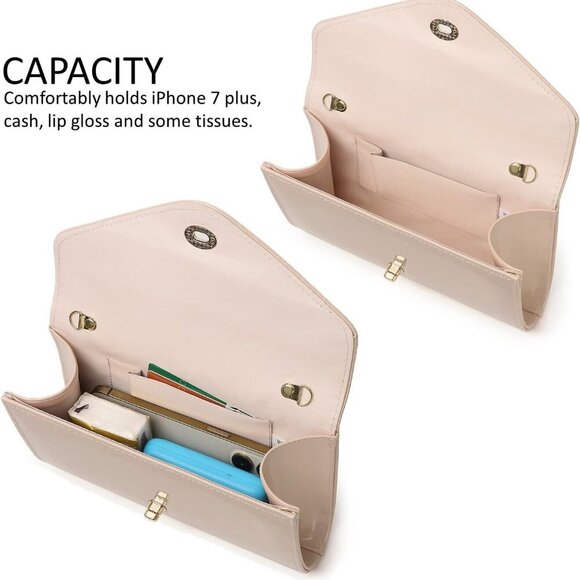Patent Leather Envelope Clutch Women’s Evening Bag Crossbody Prom Wedding - Picture 6 of 9